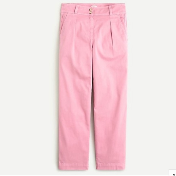 J Crew garment dyed high waist pleated tapered chino trouser pants size 2